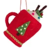Felt Hot Chocolate Mug Ornament with Christmas Tree Design| Outlet