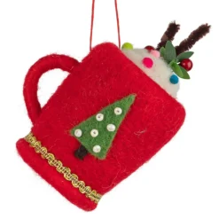 Felt Hot Chocolate Mug Ornament with Christmas Tree Design| Outlet