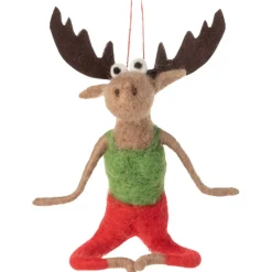 Felt Moose Yoga Pose Ornament in Green Top| Best