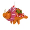 Felt Orange Dinosaur with Candy Canes Ornament| Sale