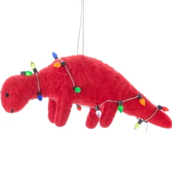 Felt Red Dinosaur with Lights Ornament| Hot