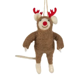 Felt Reindeer with Red Antlers Ornament| Clearance