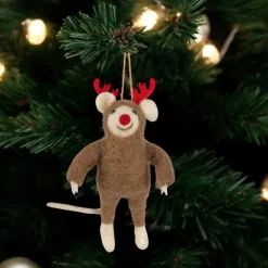 Felt Reindeer with Red Antlers Ornament| Clearance