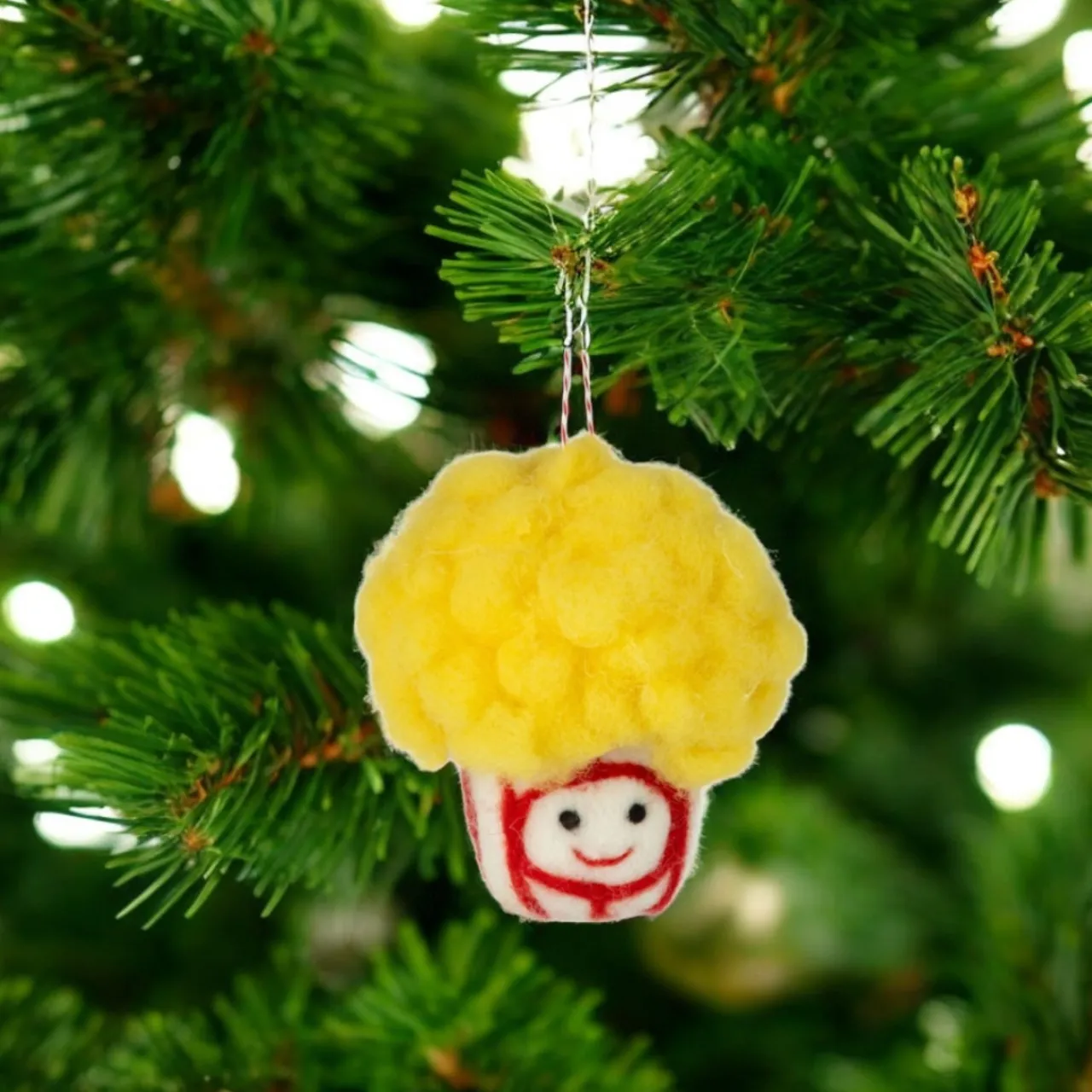 Felt Yellow Popcorn in Box Ornament| Discount