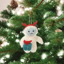 Felt Yeti Ornament with Red Antlers| Best