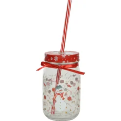 Festive Snowman Mason Jar Cup|