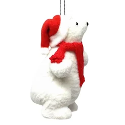 Flocked Polar Bear Standing| Clearance