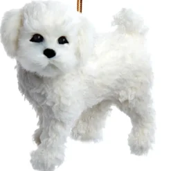 Furry Bichon Frise Dog Ornament|Kurt Adler Clearance