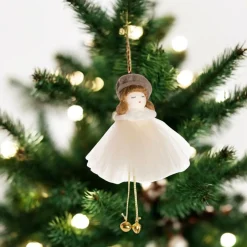 Girl in White Tulle Dress and Beret Ornament|