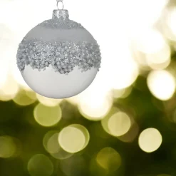 Glass Ball with Silver Glittered Cluster Ornament| New