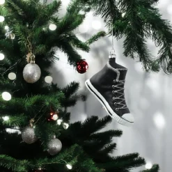 Glass Black High Top Sneaker Ornament| Discount