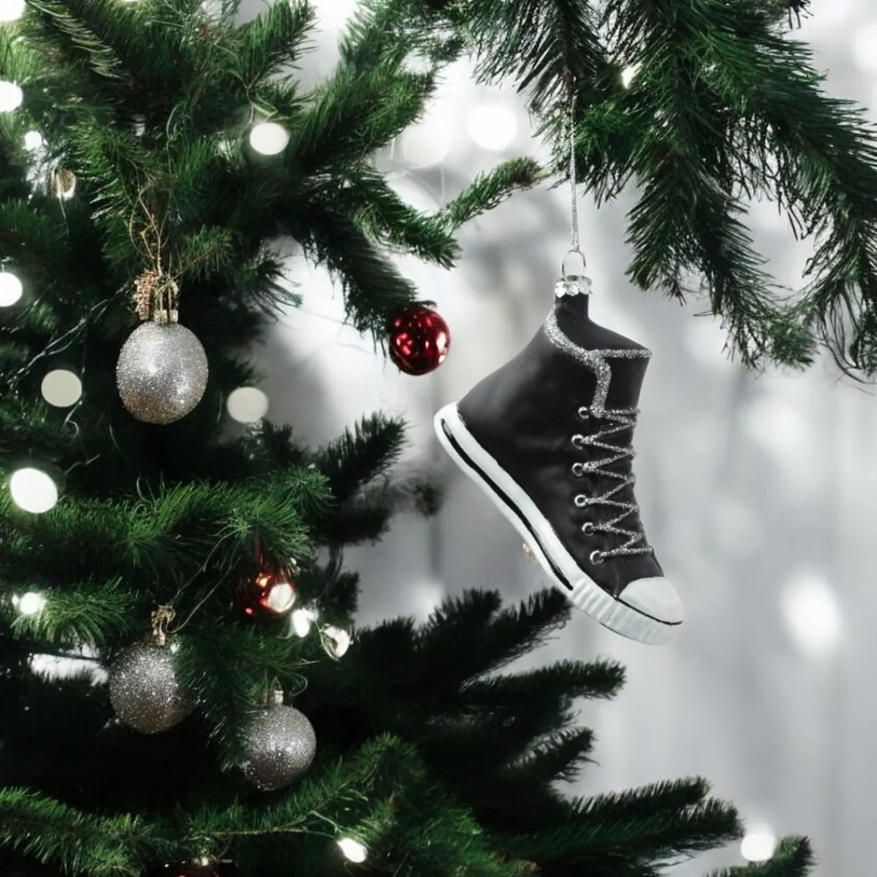 Glass Black High Top Sneaker Ornament| Discount