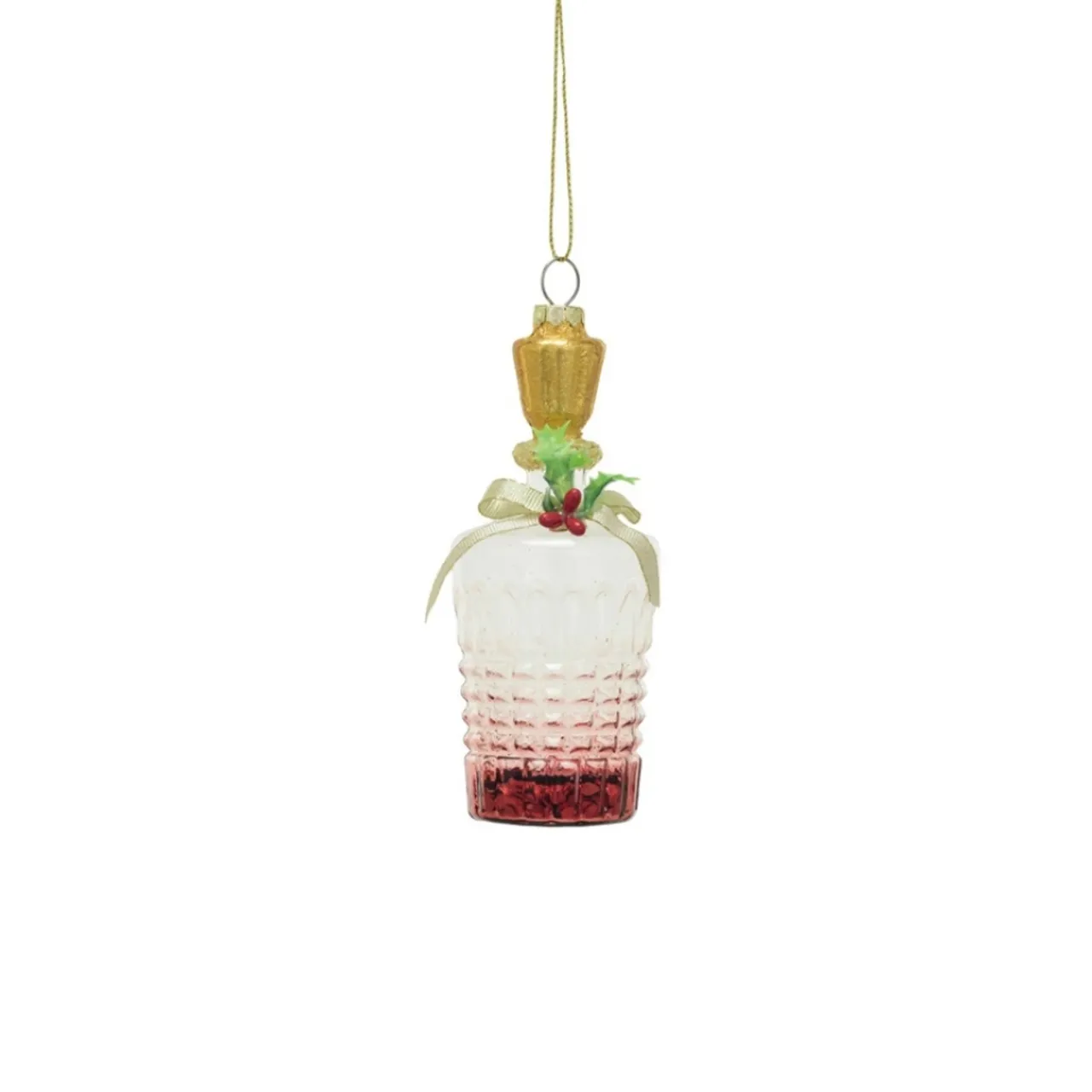 Glass Decanter with Red Glitter Ornament|