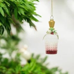 Glass Decanter with Red Glitter Ornament|