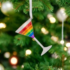 Glass Rainbow Cocktail Glass Ornament| New
