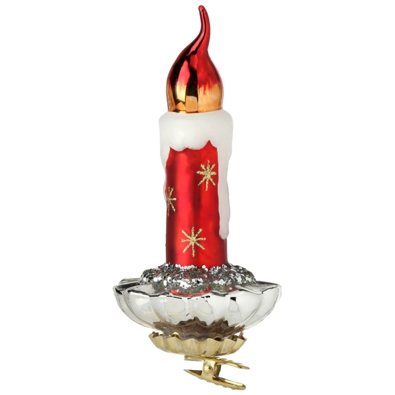 Glass Retro Candle Ornament with Clip| Outlet