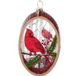 Glass Woodland Cardinal Scene Ornament|Kurt Adler Clearance