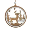 Glittered Deer Scene Wood Ornament|Kurt Adler Clearance