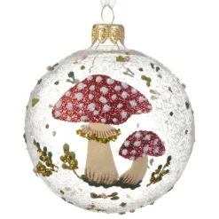Glittered Mushrooms Glass Ornament| Sale