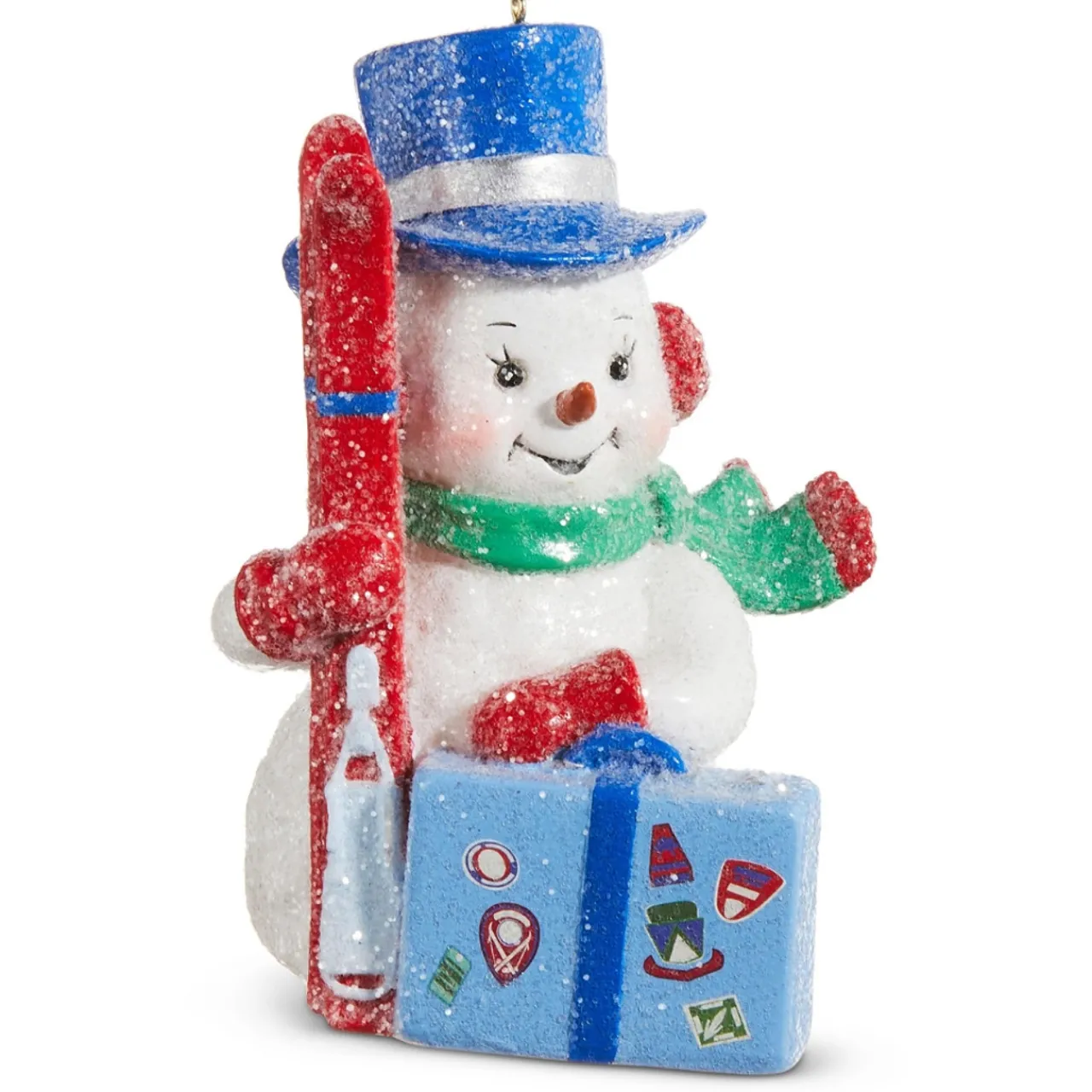 Glittery Ski Trip Snowman Ornament| New