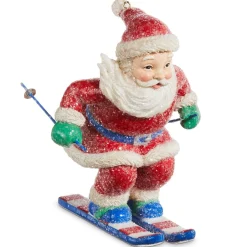 Glittery Skiing Santa Ornament| Sale