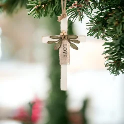 Grace Cross Love Ornament with Green Leaves| Discount