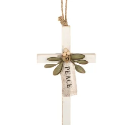 Grace Cross Peace Ornament with Green Leaves| Discount