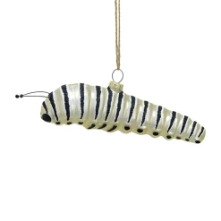 Hand-Painted Glass Striped Caterpillar Ornament| Hot