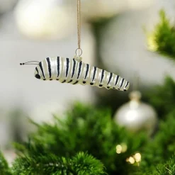 Hand-Painted Glass Striped Caterpillar Ornament| Hot