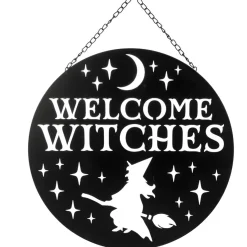 Happy Welcome Witches Wall Decor - Witch and Moon Design Sign| New