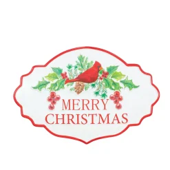 Holly Christmas Cardinal Metal Sign| Best