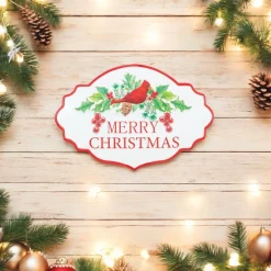 Holly Christmas Cardinal Metal Sign| Best