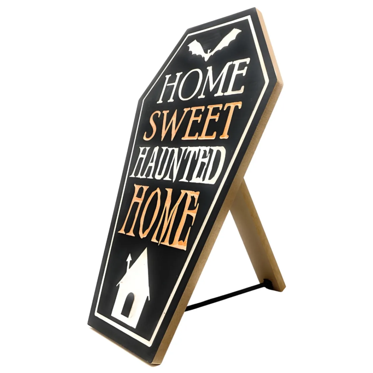 Home Sweet Haunted Home Engraved Wooden Easel Sign|