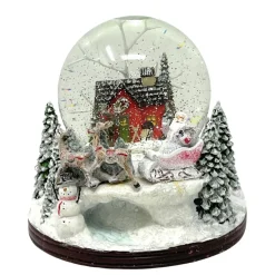 House Santa Sleigh Lit Swirling Glitter Music Globe| Best