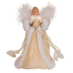 10in Lit Rustic Natural Angel Treetop|Kurt Adler Outlet