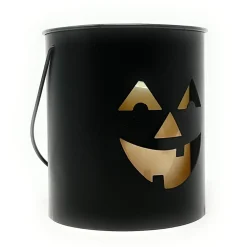 Jack O Lantern Silhouette LED Candle Metal Bucket| Hot
