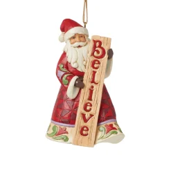 - Heartwood Creek - Santa With Believe Porch Sign Ornament|Jim Shore