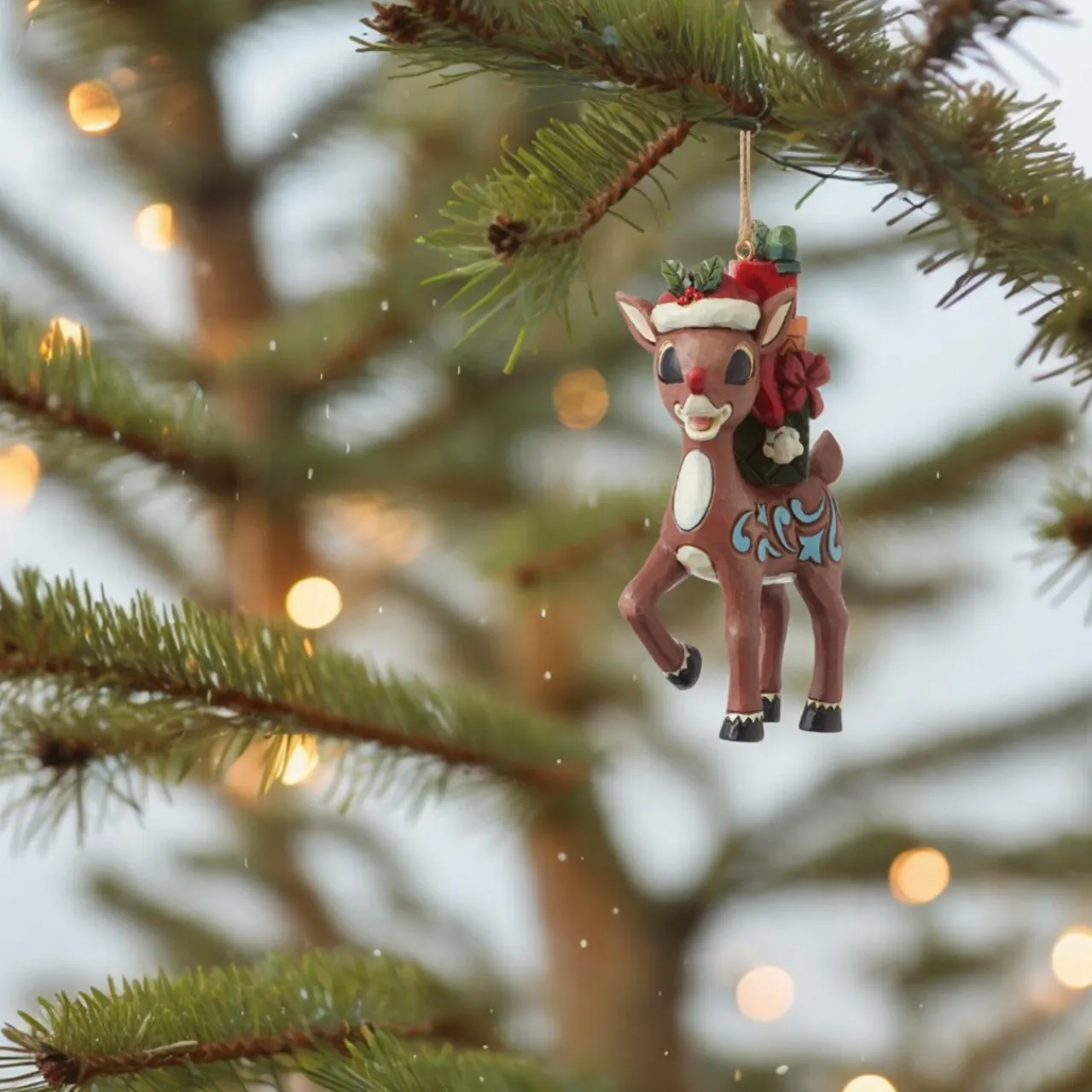 - Rudolph Traditions - Rudolph With Stacked Presents Ornament|Jim Shore