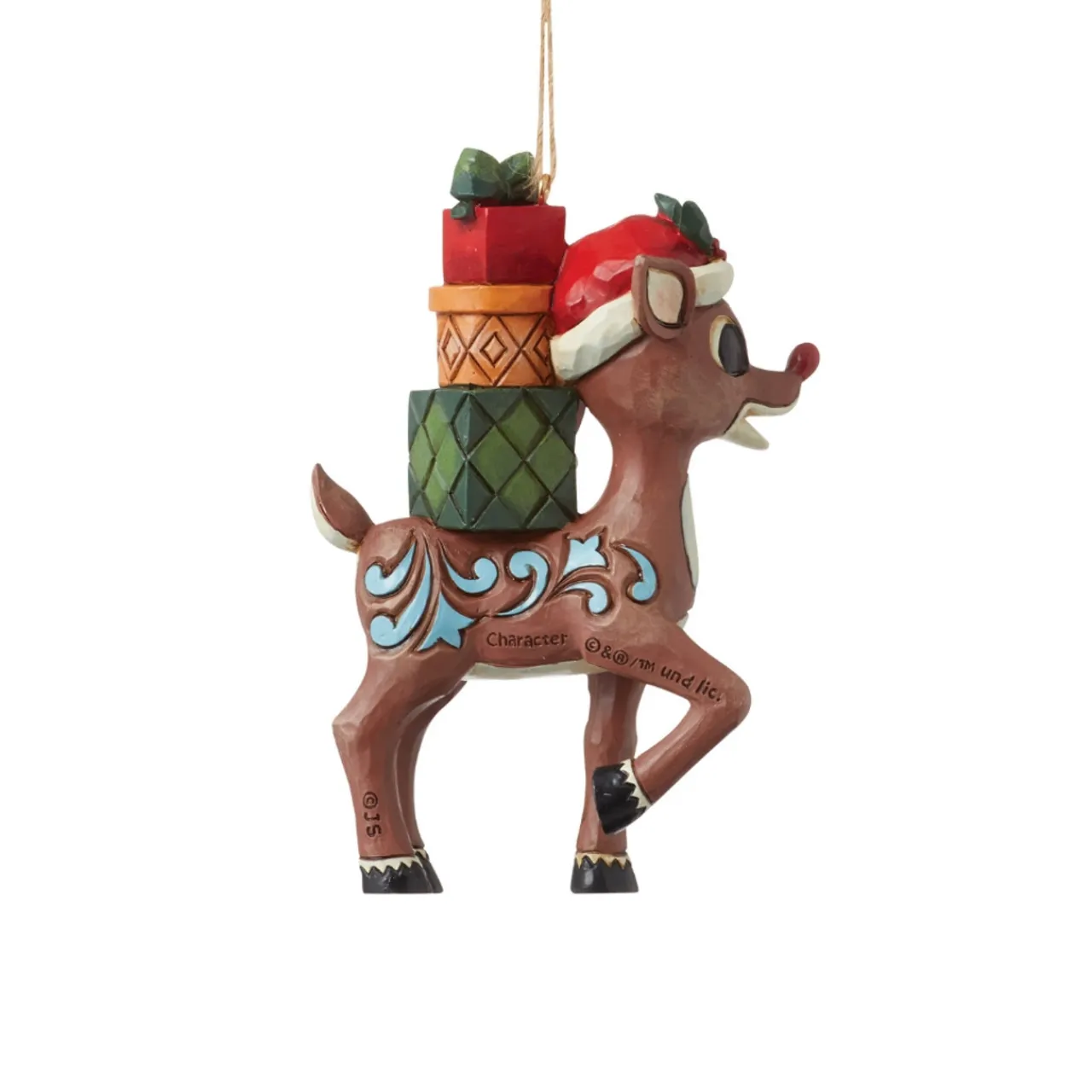- Rudolph Traditions - Rudolph With Stacked Presents Ornament|Jim Shore
