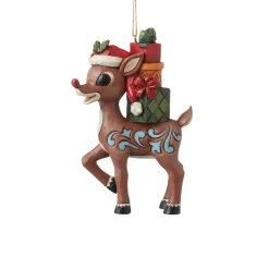 - Rudolph Traditions - Rudolph With Stacked Presents Ornament|Jim Shore
