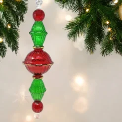 Jumbo Red and Green Swirl Glass Ornament with Gold Accents|Egyptian Museum Online
