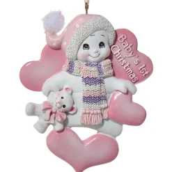 - Personalized Pink Baby's 1st Christmas Snowman Ornament | The Christmas Loft|Kurt Adler Best