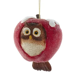 Frosted Owl Apple Ornament 4" E0911|Kurt Adler Hot