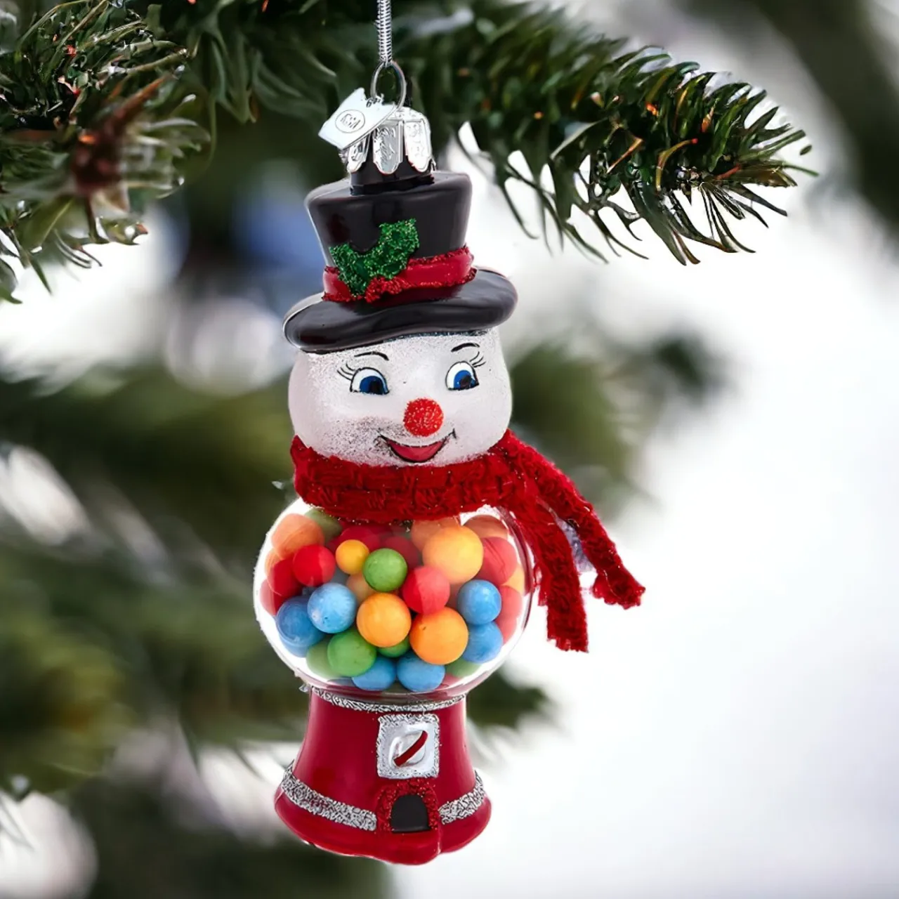 Glass Snowman Gum Ball Machine Ornament 4.5" NB1791|Kurt Adler Sale