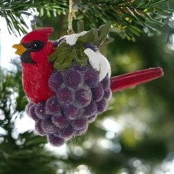 4" Frosted Cardinal Grape Ornament E0911|Kurt Adler Outlet