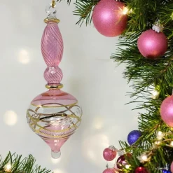 Large Pink Etched Swirl Ornament|Egyptian Museum Hot