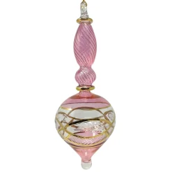 Large Pink Etched Swirl Ornament|Egyptian Museum Hot