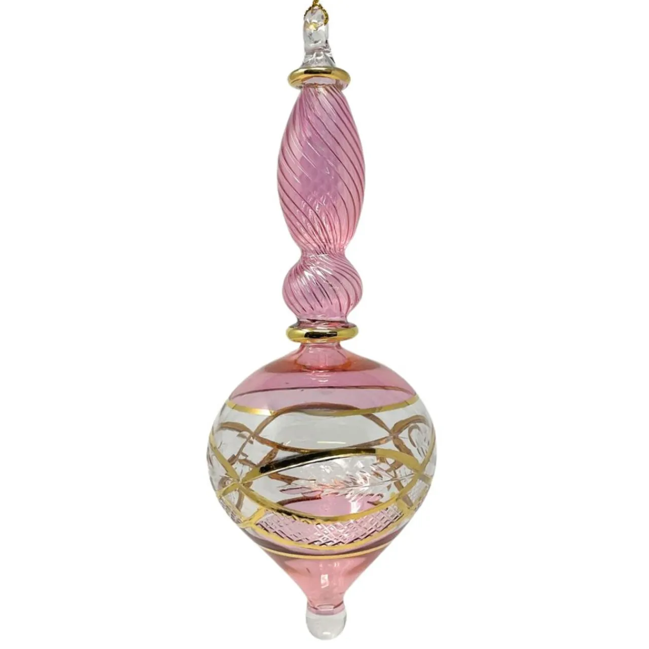 Large Pink Etched Swirl Ornament|Egyptian Museum Hot