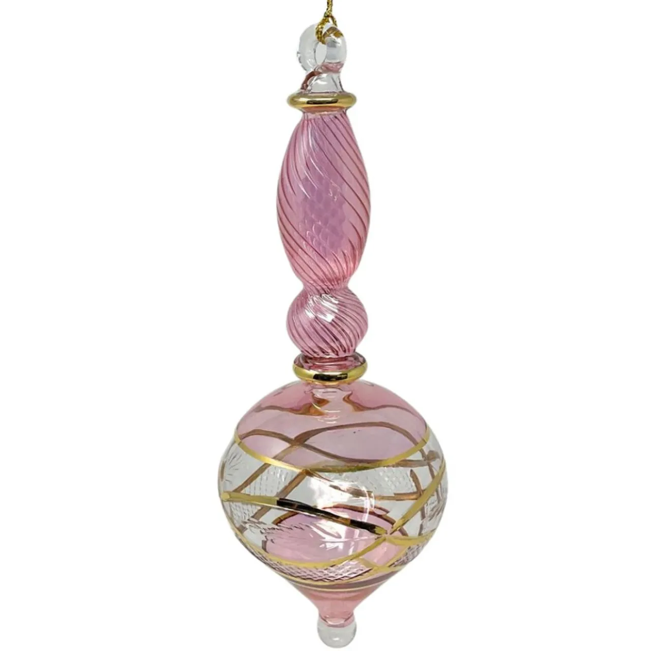 Large Pink Etched Swirl Ornament|Egyptian Museum Hot