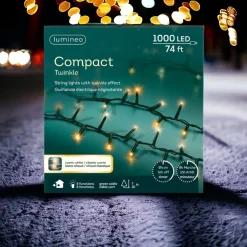 LED String Lights - 1000 Mixed Warm White & Classic Warm Bulbs on Green Wire, 74 ft|Lumineo Outlet